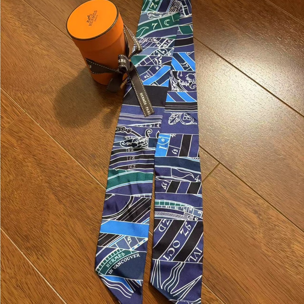 hermes twilly Blue and Green Men's Tie
